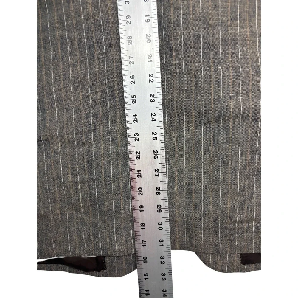 Andrea Caracciolo 44L 54 38x33 100% Linen Delave Stripe Sartoriale Italy Suit